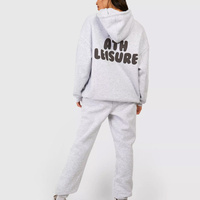 Ensemble de survêtement pour femme en molleton 100 % coton, sweat à capuche et pantalon de jogging, tenue décontractée pour l'entraînement et la course à pied