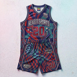 REXFIT SPORTS Kit de basketball personnalisé pour adultes, léger, séchage rapide, maillot et short 100% polyester, vêtements de sport OEM - Product Image 3