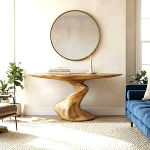 Entryway wooden furniture <b>Rustic</b> live edge <b>console</b> <b>table</b> With Pedestal Base Handmade Entryway Furniture For Living Room - Product Image 6