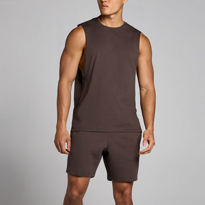 Men's Cut Out Sleeveless Loose Fit Sports Fitness Tank Top Muscle Bodybuilding Blank Workout Stretchable Activewear Vest Top - Product Image 2