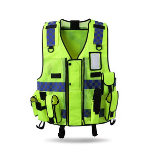 Gilet de sécurité réfléchissant haute visibilité pour hommes, gilet de travail en maille respirante avec poches, col en V, vêtements d'extérieur décontractés - Product Image 6
