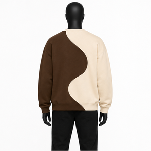 Sweat-shirt surdimensionné avec logo personnalisé, streetwear pour homme, sweat-shirt en molleton bicolore, col rond en coton épais, sweat-shirts unisexes - Product Image 3