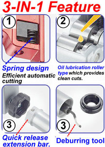 Mini coupe-tube à ressort 3-en-1, diamètre 5-25 mm, dispositif de coupe automatique avec 1 barre d'extension supplémentaire et outil d'ébavurage - Product Image 6
