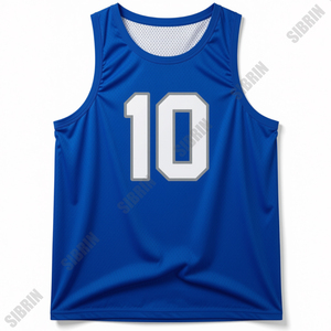 Maillot de basket personnalisé SIBRIN, sans manches, débardeur, uniforme d'équipe sportive, bleu royal uni, 100% polyester respirant - Product Image 4