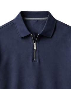 Camiseta Polo Azul Marino Personalizada para Hombre, con Cierre de Cremallera, Manga Corta, Mezcla de Algodón, Ropa Casual de Golf, Fabricante Personalizado - Product Image 4