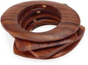 Conjunto de Brazaletes de Madera Inspirado en la Sangría, Hecho a Mano con Madera Premium, Tallado a Mano, Decoración con Virutas de Latón, Acabado Pulido a Mano - Product Image 3