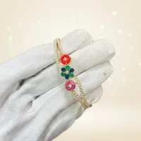 Gelang Pesona Lucu Kuningan Berlapis Rhodium Imitasi Motif Bunga Mutiara Imitasi Rantai Vintage Wanita Hadiah