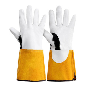 Gants de soudage TIG en cuir de vachette grainé et croûte de cuir renforcés, résistants aux flammes, pour usage intensif, pour barbecue - Product Image 1
