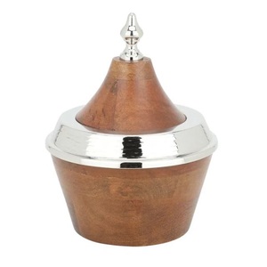 Elegante Recipiente para Alimentos con Tapa Metálica y Base de Madera, con Material de Alta Calidad, Cubierta de Acero Inoxidable, Asas Dobles Metálicas - Product Image 4