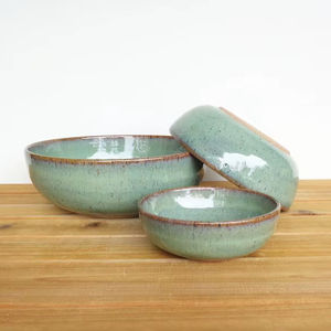 ชุดชามเซรามิกคลาสสิก 3 ใบ เคลือบสีซอฟท์เมโดว์ ดีไซน์ประหยัดพื้นที่ ใช้งานได้หลากหลาย ทนทาน ปลอดภัยสำหรับอาหาร เหมาะสำหรับครัวสมัยใหม่ - Product Image 4