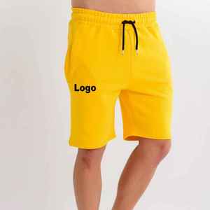 <b>Men's</b> <b>Yellow</b> Solid Color Drawstring Bermuda <b>Shorts</b> Casual Style Mid Rise Knitted With Pockets Front Logo OEM ODM - Product Image 5