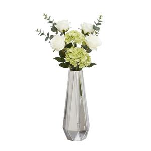 Jarrón Decorativo de Metal Geométrico Plateado de Estilo Moderno para Decoración de Mesa, Directo de Fábrica - Product Image 1