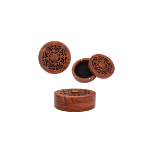 Wooden Round Incense <b>Burner</b> Carved Traditional Design Handmade Tabletop for Indoor Home Decor Living Room Use - Product Image 5
