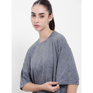 T-shirt ample à col rond pour femme, manches trois quarts, imprimé, 100% coton jersey, coupe ample, haut pour le printemps et l'été - Product Image 3
