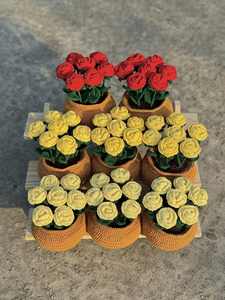 Fleurs faites à la main au crochet, plantes en pot, fleurs artificielles pour toujours, cadeau à un ami, parfait pour la décoration intérieure, fabriqué OEM au Vietnam - Product Image 6