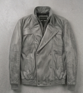 Chaqueta de hombre premium de cuero gris estilo baggy con cierre de cremallera, estilo oversize, para uso urbano. - Product Image 1