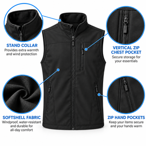 Manufacturer Outdoor Keep Warm Functional Jacket Men's Winter Waterproof Windproof <b>Tactical</b> Softshell <b>Vest</b> For Men's - Product Image 5