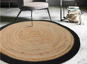 Natural Jute Round Braided Area <b>Rug</b> with Black Border, Jute Round Carpet For Wholesale By Nhat Minh, Vietnam, Decor For Home - Product Image 3