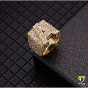 Bague Statement Initiale B en Argent Sterling 925 avec Diamant de Laboratoire, Détails Sertis, Bijoux de Luxe Tendance pour Acheteurs en Gros - Product Image 3