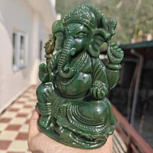 Figura de Ganesha de Jade Colombiano Verde, Escultura Tallada a Mano en Piedra Preciosa, para Decoración del Hogar u Oficina, Regalo - Product Image 4