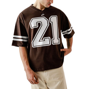 Camiseta deportiva unisex de malla marrón personalizada con cuello en V, sublimación, camiseta de fútbol americano marrón alternativa de la mejor calidad con costuras. - Product Image 2