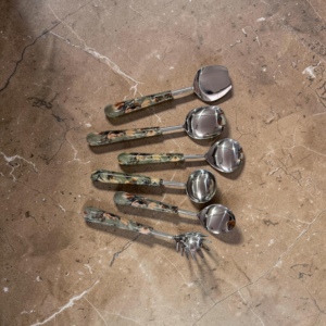 Vintage Serving Spoon Set <b>Mirror</b> Finish Long Handle Silver Plated Metal Utensils Durable Design - Product Image 3