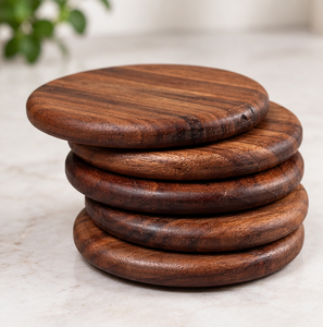 Juego de posavasos de madera redondo estándar de latón AK de 5 posavasos atractivos a precio mayorista para decoración de mesa/artículo de utensilios de cocina - Product Image 2