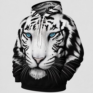 Sudadera con Capucha Deportiva Tejida con Estampado 3D de Tigre Animal King para Hombre y Mujer, Estilo Urbano Otoñal, Casual y Moderno, Largo Regular - Product Image 5