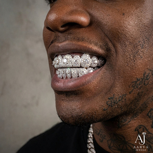 Custom Iced Out Moissanite Grillz 925 <b>Silver</b> Gold Plated Round Brilliant Cut Hip Hop Party Jewelry Gift IGI Certified - Product Image 6