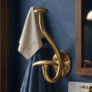 Solid Brass Double <b>Coat</b> Hook Metal Moroccan Entryway Hook & Hanger - Product Image 2
