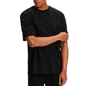 Camisetas de Verano Personalizadas con Pedrería, Camiseta Holgada de Talla Grande, Moda Urbana de Alta Calidad, Camisetas Casuales de Algodón para Hombre - Product Image 1
