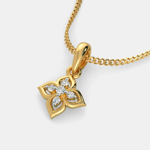 Collar con Colgante de Diamante Cultivado en Laboratorio, Diseño Floral de Cuatro Pétalos, Oro Amarillo - Product Image 6