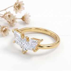 Bague de fiançailles originale en diamant de laboratoire en forme de papillon, taille fantaisie, solitaire sculptural, bijoux de mariage - Product Image 3