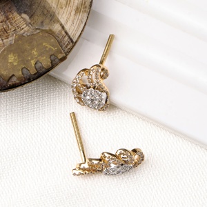 Pendientes de Oro Amarillo Sólido de 18K con Diamantes Naturales en Dos Tonos, Diseño de Alas en Espiral, Joyería Fina para Mujer, Memoria Jewels - Product Image 3