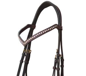 Frontal en cuir rembourré en forme de V avec pierres de cristal, confortable et durable, pour bride de cheval, accessoire d'équipement équestre anglais pour l'entraînement - Product Image 2