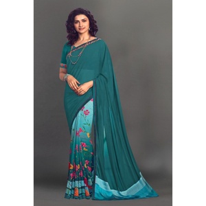 La mayoría de las tendencias Soft Georgette Indian Women's Saree Blusa Pieza Casual Work Wear Party Wear Venta al por mayor a bajo precio - Product Image 3