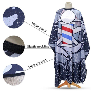 Capa de Peluquería de Poliéster con Estampado de Poste de Barbero, Capa de Corte de Pelo Antiadherente, Delantal de Barbero para Salón, Cierre Ajustable con Broches, Reutilizable - Product Image 4