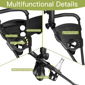 Carrello da Golf Pieghevole in Acciaio Resistente con Borsa a Rete, Carrello Portatile Comodo - Product Image 3