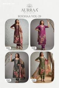 Ensemble prêt-à-porter de qualité supérieure en coton et lin avec broderie Yok et imprimé Simmar, Kurti-Pantalon-Dupatta, achat en ligne en Inde - Product Image 2