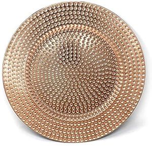 Plateau de service décoratif vintage doré, rond en métal, à motifs floraux en relief, pour vaisselle de mariage, présentoir d'hôtel, centre de table et décoration intérieure - Product Image 1