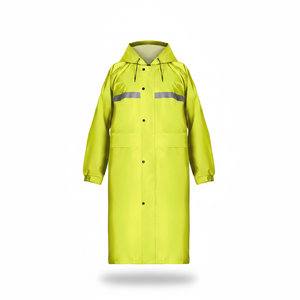 polyester coated Long Raincoat Yellow raincoat with reflector Cheap raincoat with hood Raincoat waterproof for biker - Product Image 4