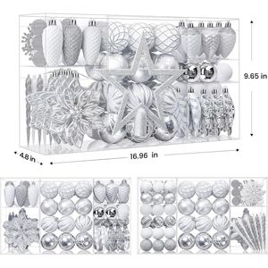 Juego de 106 Adornos Navideños de Plástico Irrompible, Bolas de Colores para Decoración de Árboles de Navidad, Adornos para Fiestas y Bodas - Product Image 6