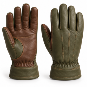 Guantes de imitación de cuero color marfil con puño festoneado y botón, para invierno, venta al por mayor, proveedor de accesorios de moda personalizados, colección minorista - Product Image 3