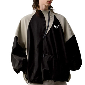 Unisex Oversized Windbreaker Pullover Asymmetric Zip Jacket Custom Panel Windbreaker Lightweight Streetwear Men's Jackets Supply - Product Image 6