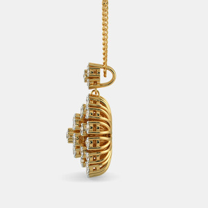 Yellow Gold Sunburst Floral Lab Grown Diamond Pendant Necklace - Product Image 2