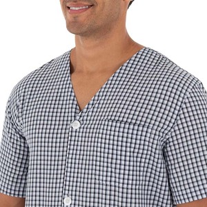 Ensemble pyjama homme en coton à carreaux, manches courtes, col en V, respirant, décontracté, short d'été, tenue deux pièces, vente en gros, nouvelle collection, coupe ajustée - Product Image 3