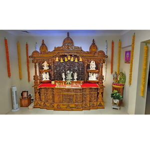 Traditional Pooja <b>Mandir</b> Perfect for Indian Homes Solid Teak Wood Handcrafted Luxury Temple Wholesale Manufacturer & Exporter UK - Product Image 1