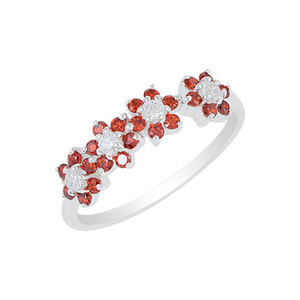 100% Pure Solid 925 Sterling <b>Silver</b> Red Garnet Gemstone Flower Design Fine <b>Ring</b> <b>Statement</b> Fine Jewelry Band <b>Ring</b> For Women Girls - Product Image 1