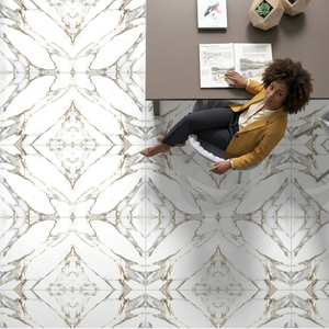 Carreaux de porcelaine en marbre blanc Vistaar 600x1200mm, résistants aux acides, antidérapants, collection de luxe pour sol et mur de salle de bain - Product Image 1
