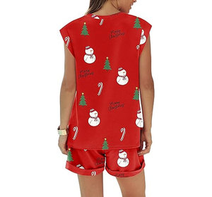2 Piece Women's Lightweight Matching for Sets 100% Cotton Breathable Cap Sleeve Top and Elastic Waist Shorts - Product Image 5